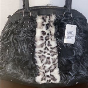 NWT Adrienne Landau faux fur animal print handbag